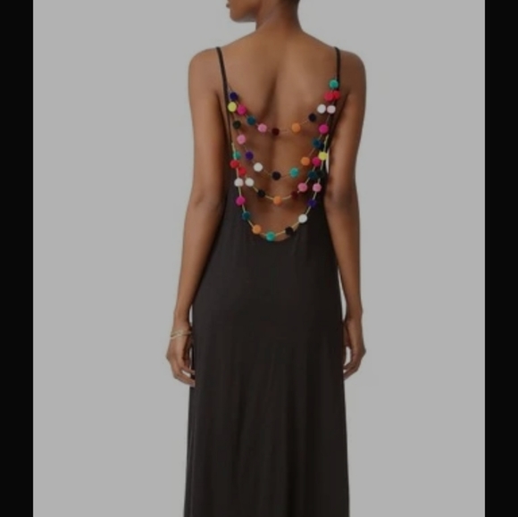 PITUSA Dresses & Skirts - PIT USA BLACK MAXI POMPOM DRESS